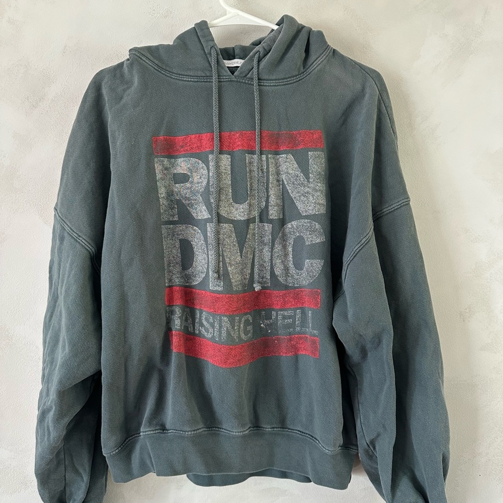 Daydreamer Run DMC Gray and Red Graphic Hoodie